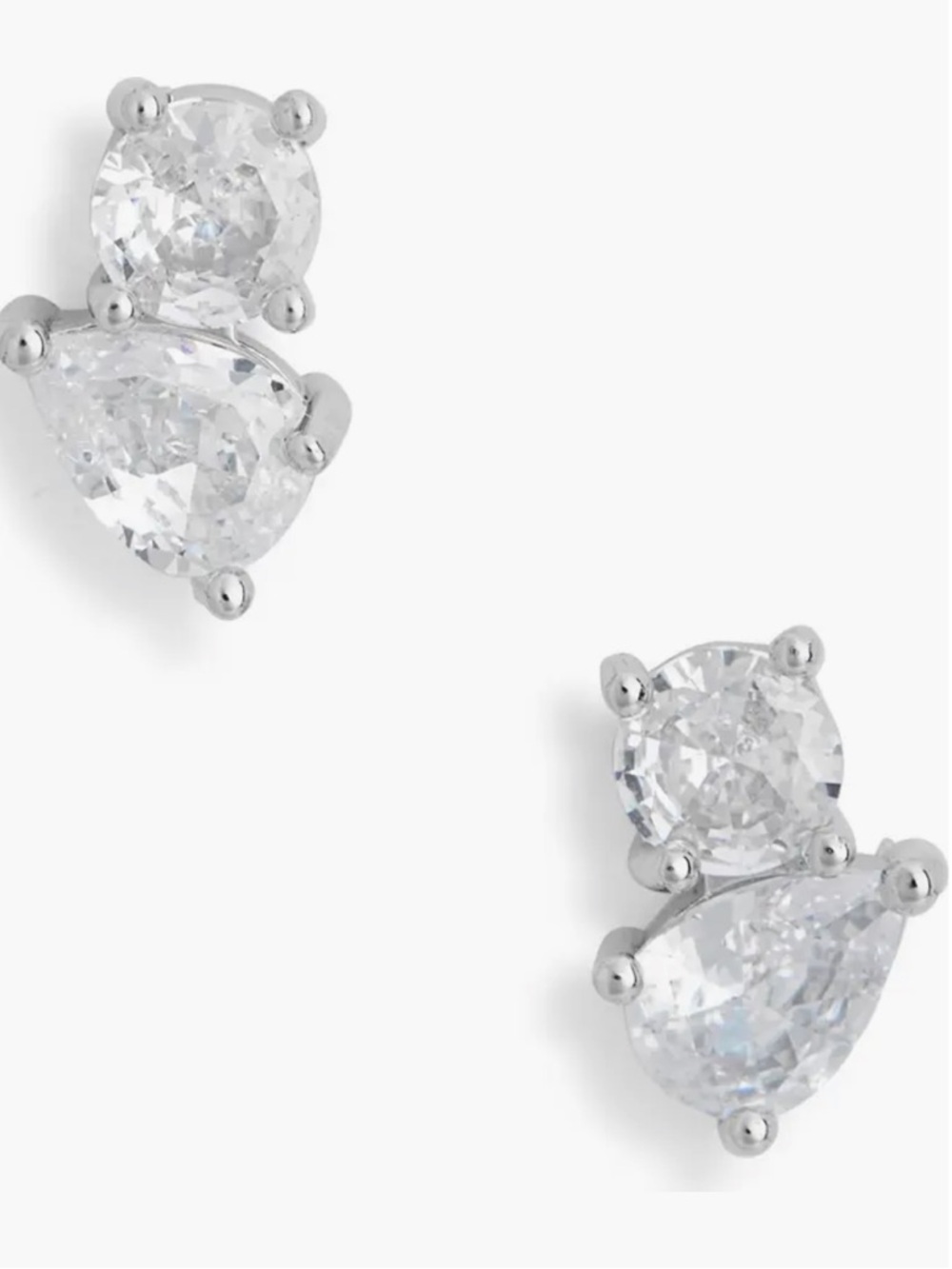 Round & Pear Cubic Zirconia Stud Earrings